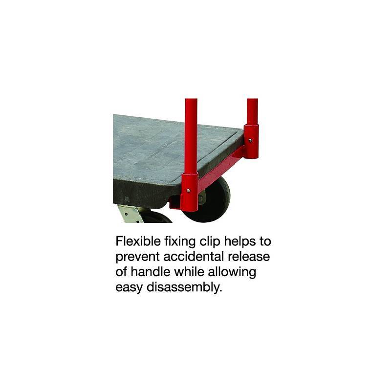 Utility cart showcasing a flexible fixing clip on the handle, ensuring stability and easy disassembly.