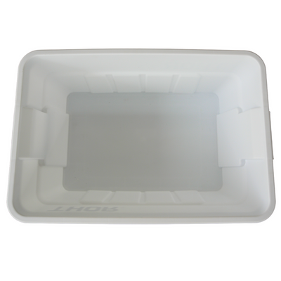An above view of a empty white storage container, showcasing plenty of space for all storage needs.