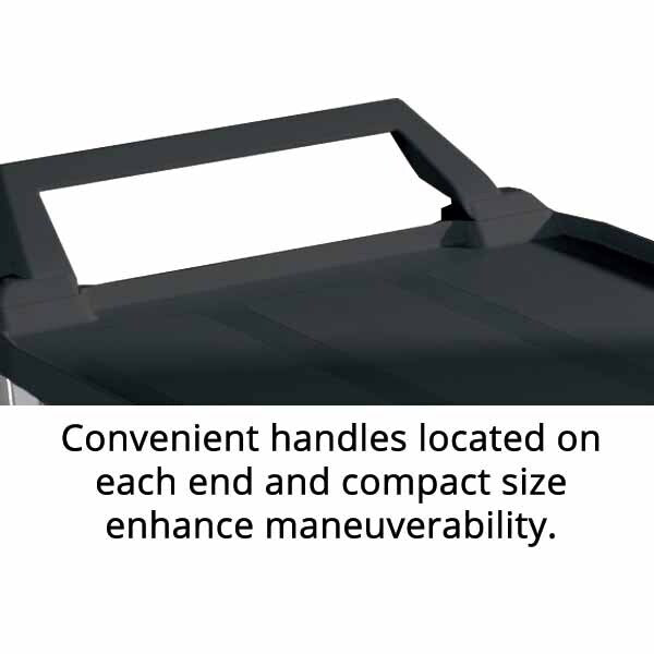 Top view of a compact container featuring convenient handles on each end for easy maneuverability.